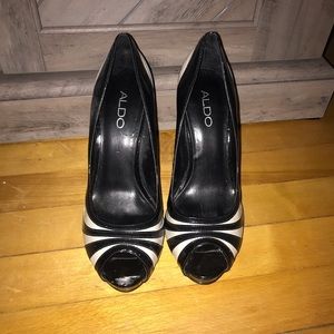 Black and white heels